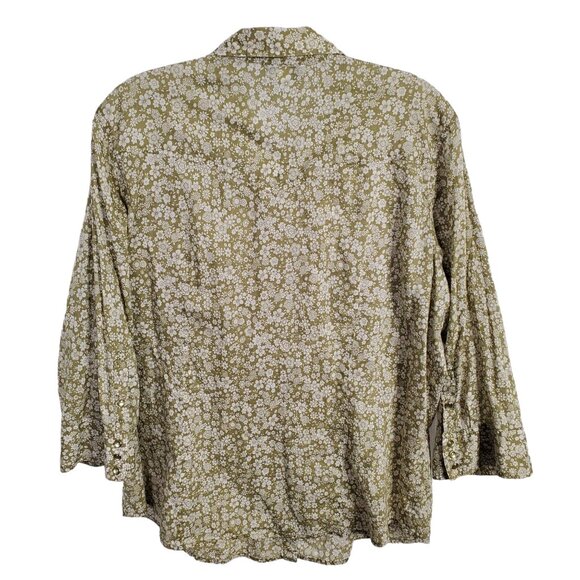 Old Navy Size XXL Shirt Blouse Floral Pearl Snap Cotton Western Cowgirl Fitted - Picture 3 of 7